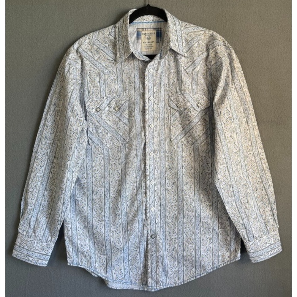 Panhandle Shirt Men Multicolor Paisley Rough Stock Diamond Pearl Button Up Casua